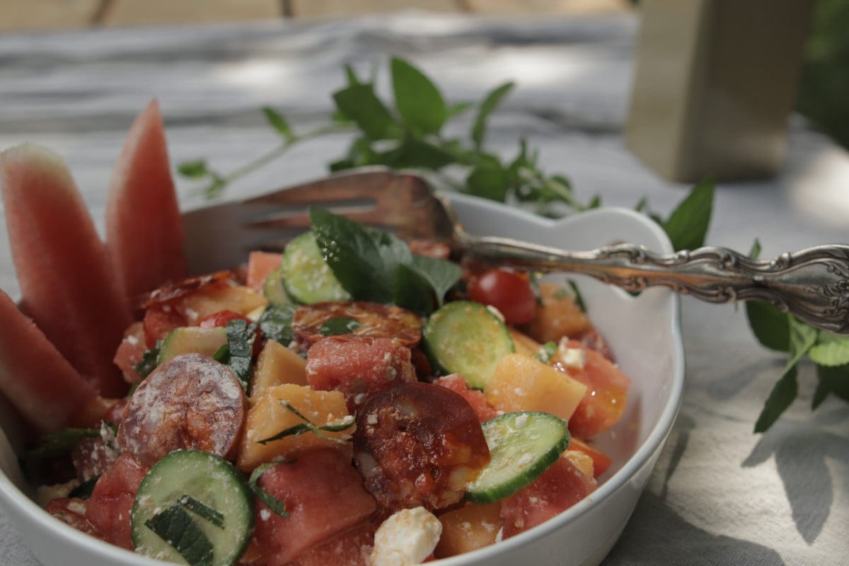 Salade de chorizo et melons d'été