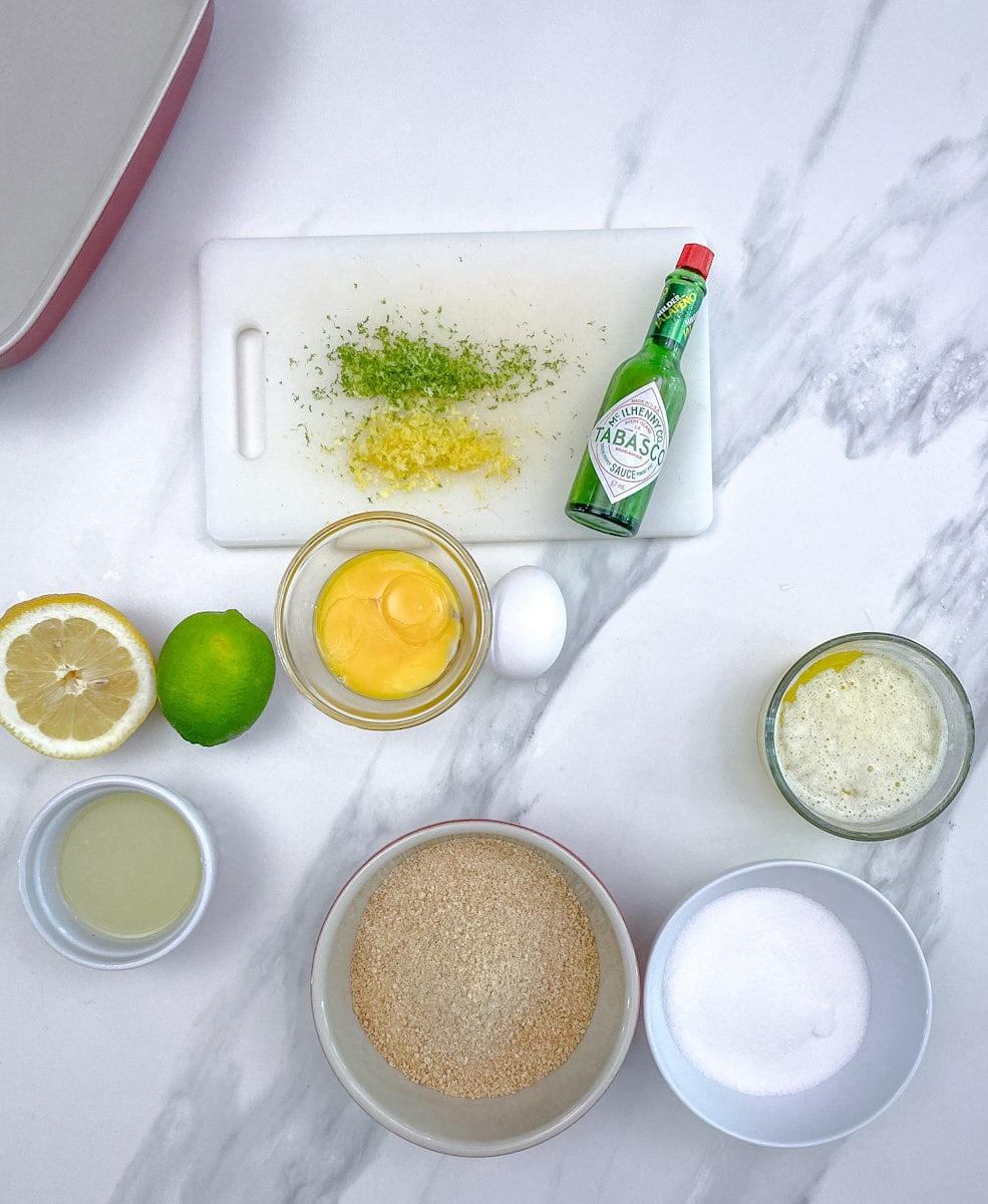 ingrédients pour carrés au citron et jalapeno