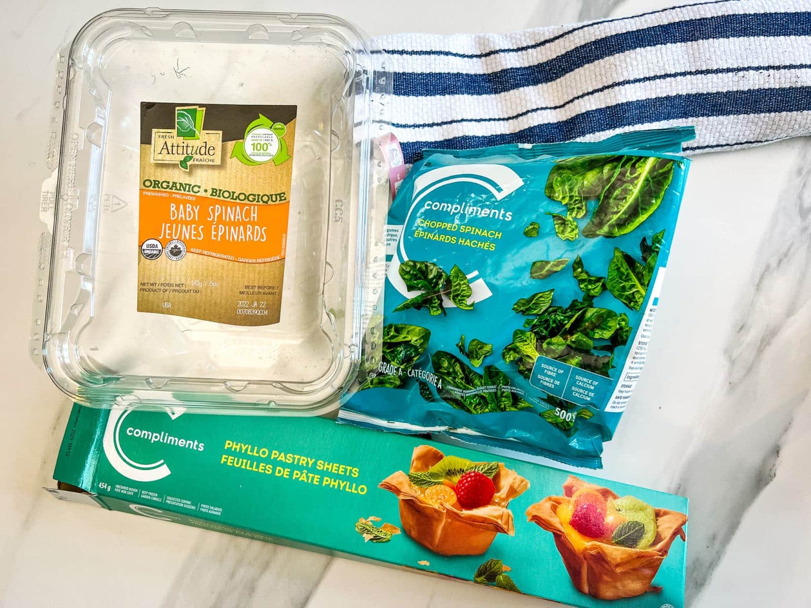 Ingrédients pour spanakopita