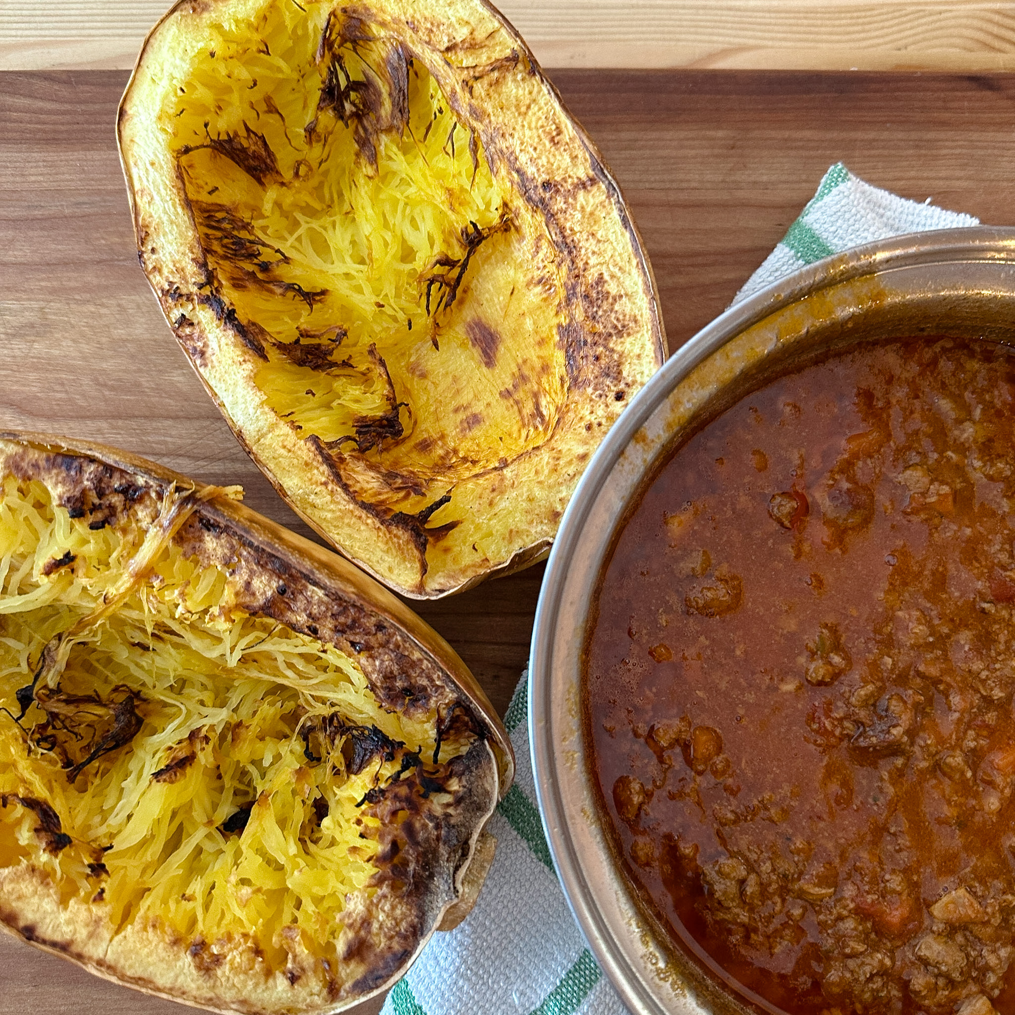 courge spaghetti avec saue bolognaise