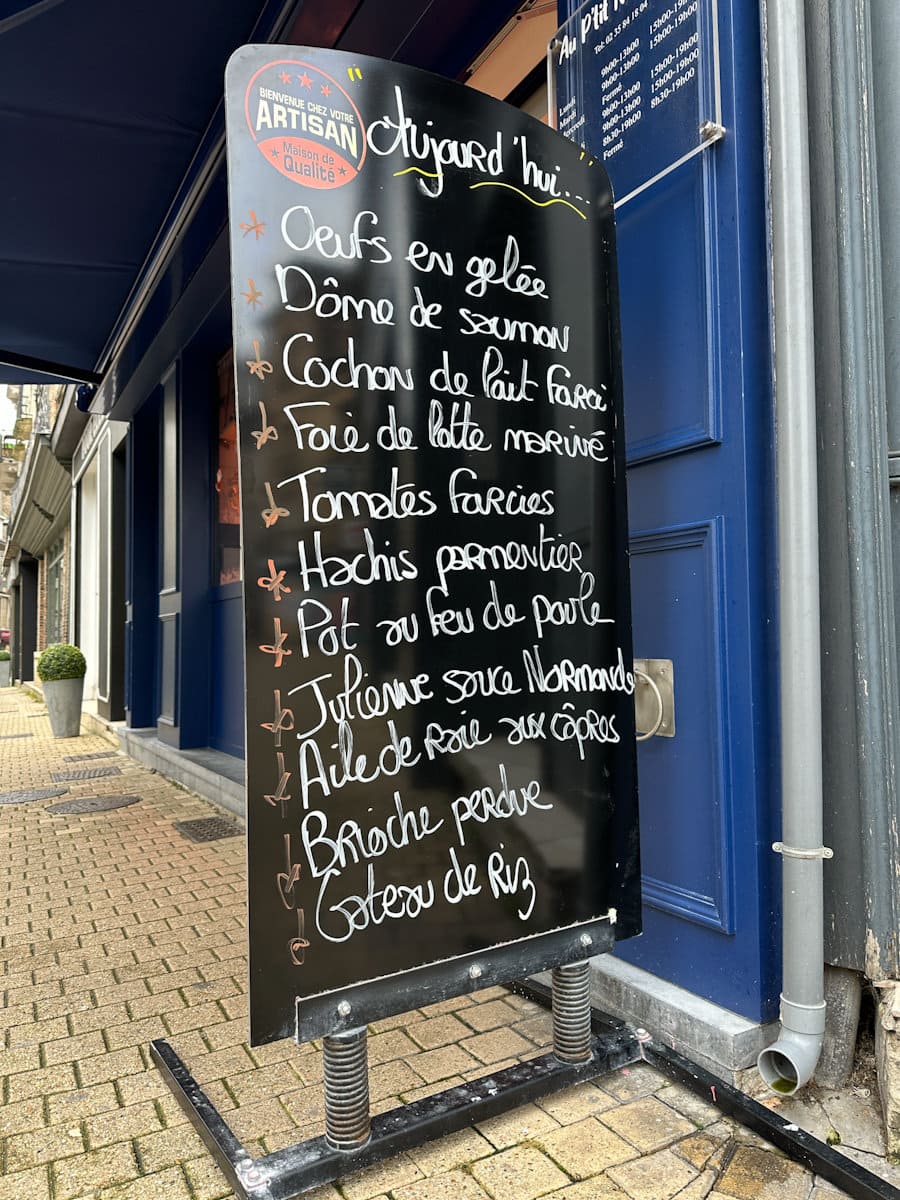 Menu de bistrot en Normandie