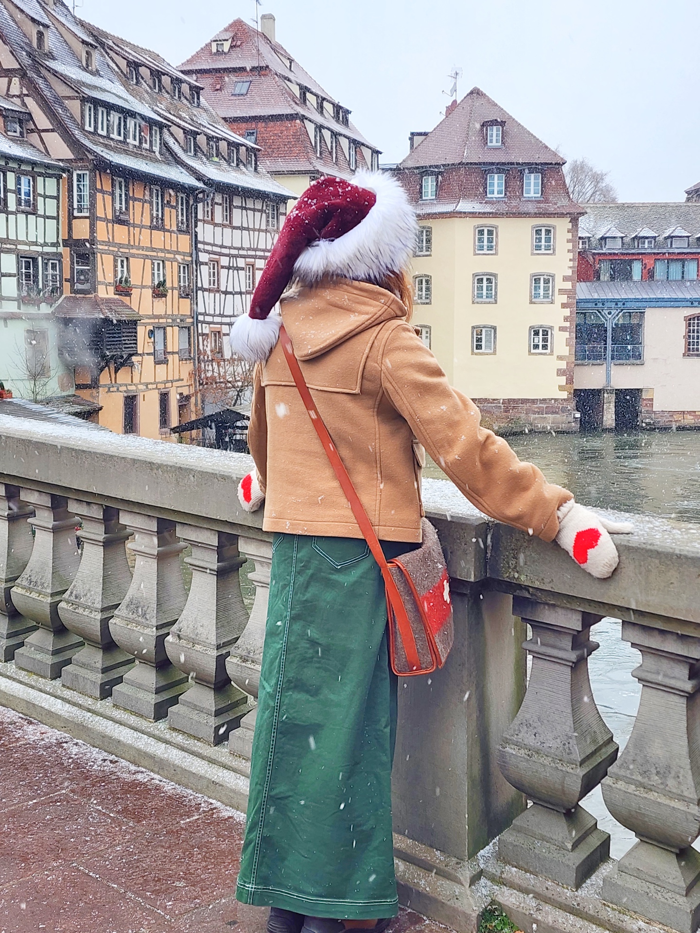Sur le Pont Saint-Martin à Strasbourg Alsace, sous la neige