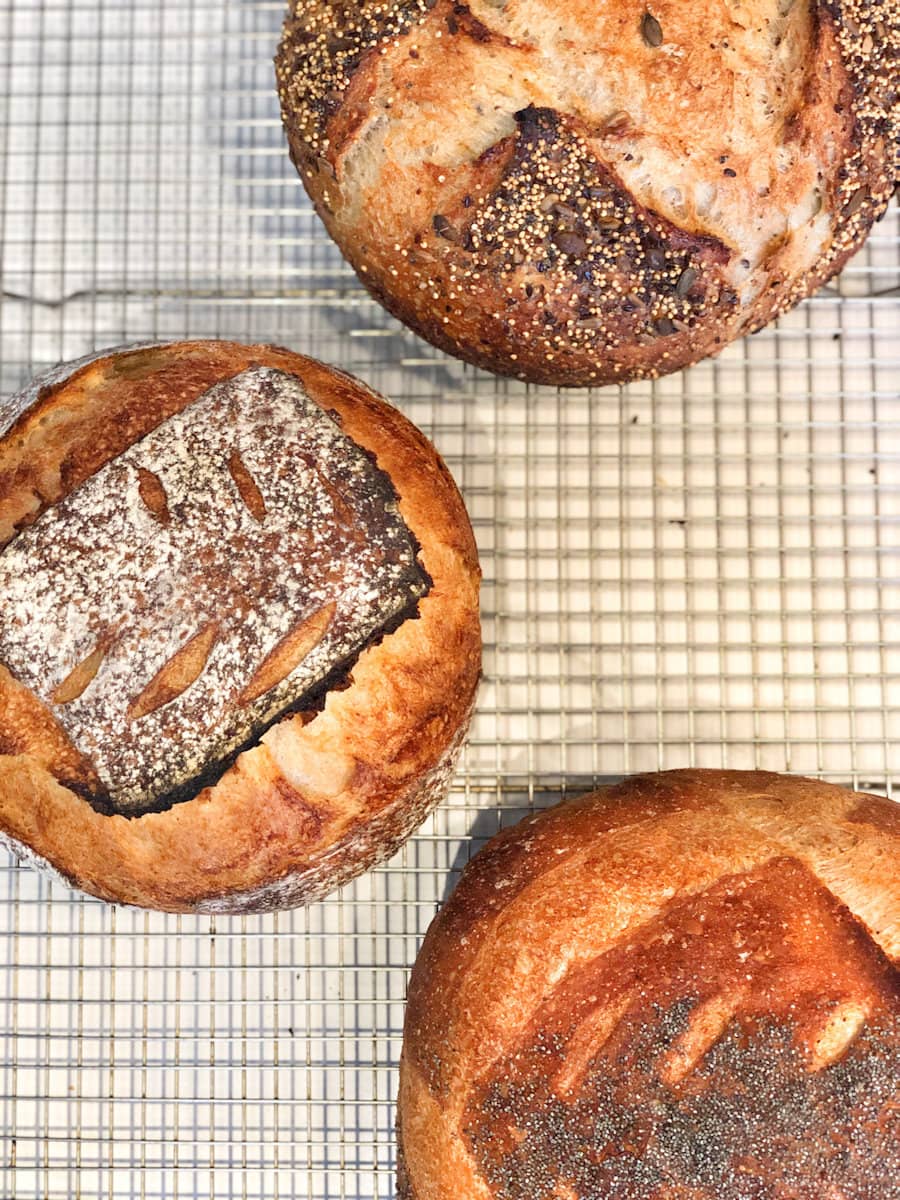 pain maison en cocotte, trois pains miche