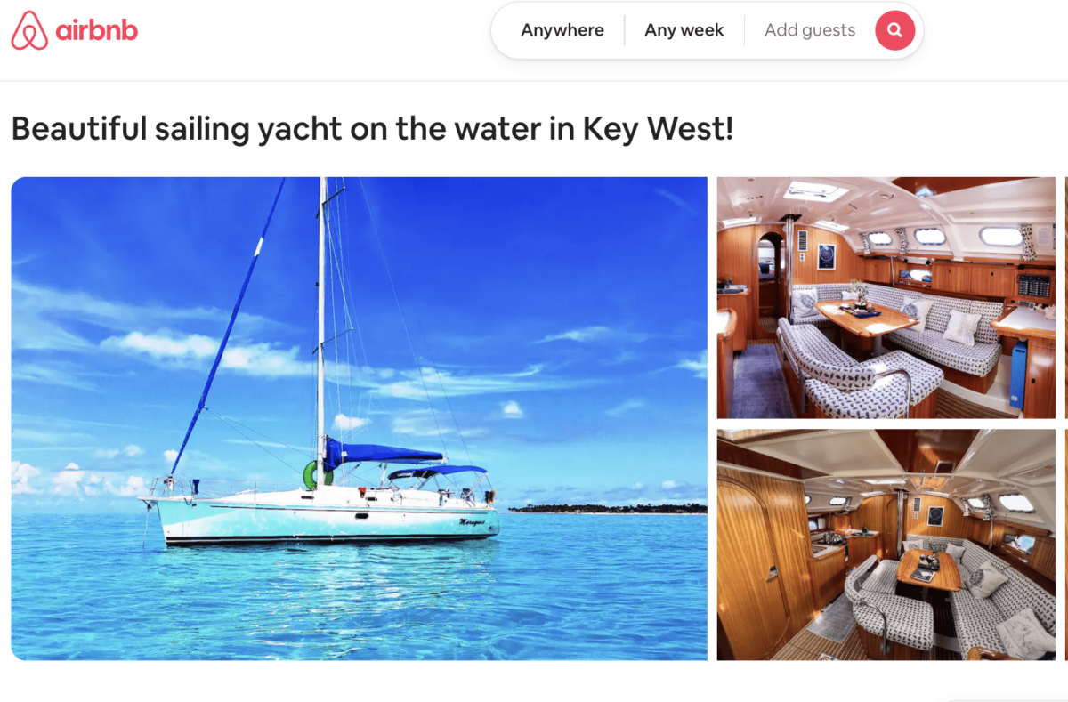 AirBnb photo de voilier sur l'eau à Key West