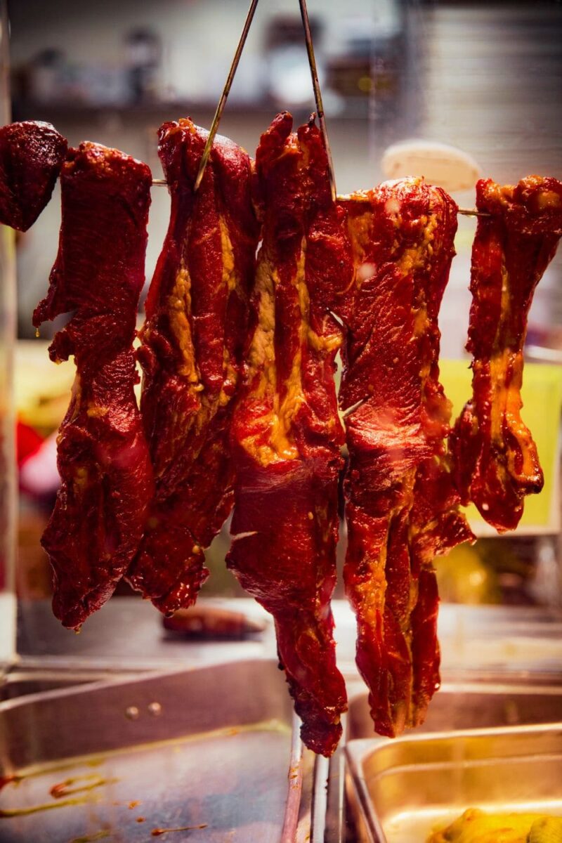 porc BBQ à la chinoise, char siu au marché asiatique