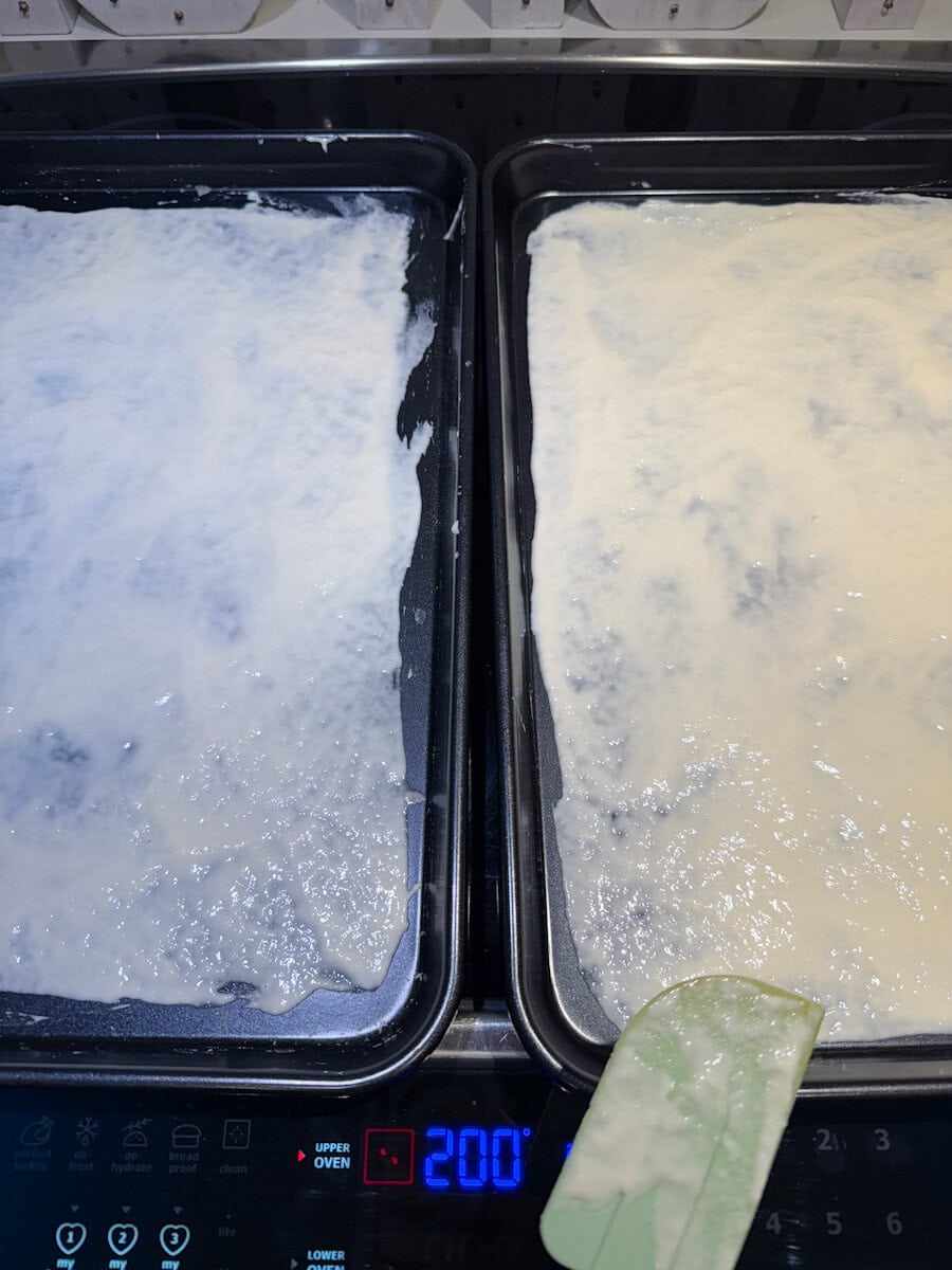 2 plaques avec levain étendu en une fine couche avec maryse