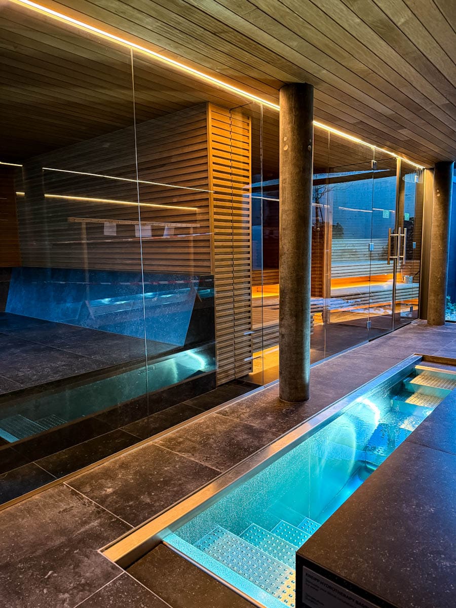 spa d'un hotel tout bois et eau bleue
