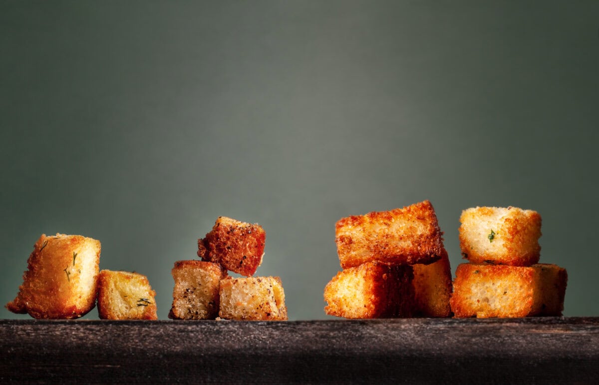 croûtons grillés en gros plan 